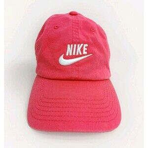 Nike Hat Cap Strapback Pink Red Unisex Adjustable Logo Retro Vintage